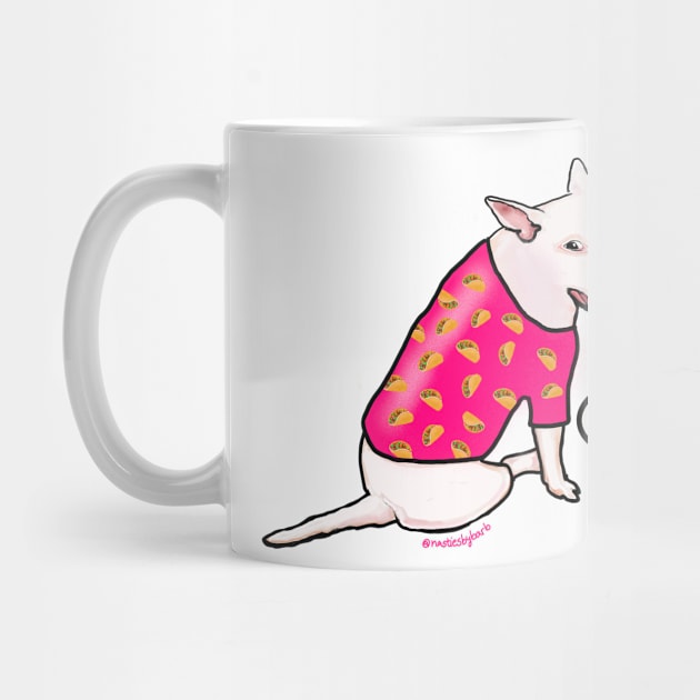 White Bull Terrier in Taco Shirt by BRobinson